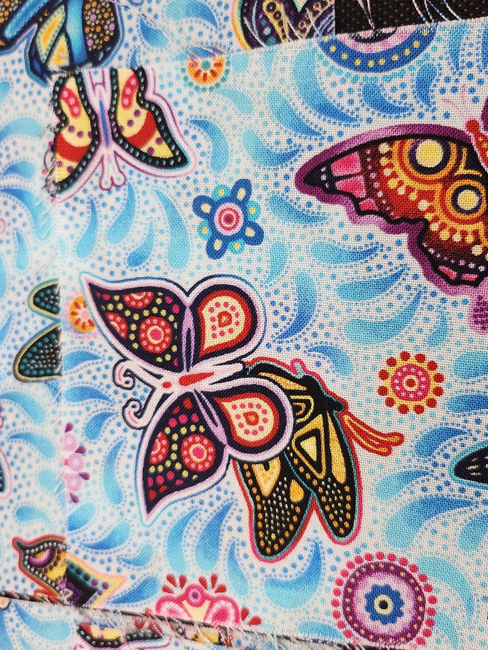 Light Blue Butterfly Print Quilting Fabric Squares 4.75 Onches 9 Pcs